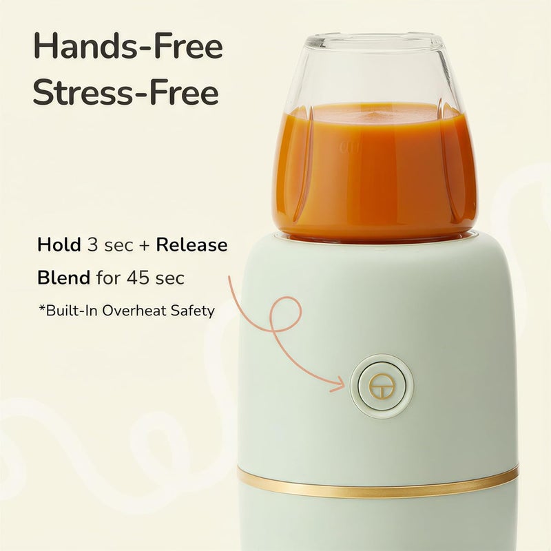 Kwiplee Bubble Blender, Baby Food Maker & Puree Blender with 2 Borosilicate Glass Cups, Compact Baby Bullet for Smoothies, Hands-Free One-Touch, 200W Motor, Sage - Image 5